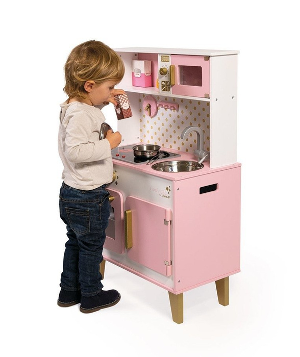 Duża kuchnia drewniana z dźwiękiem i 6 akcesoriami Candy Chic J06554-Janod