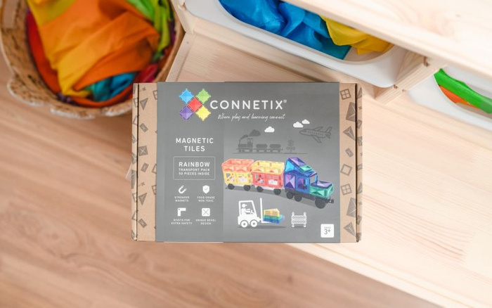Klocki magnetyczne Rainbow Transport Pack 50 el. Connetix 00050-TR
