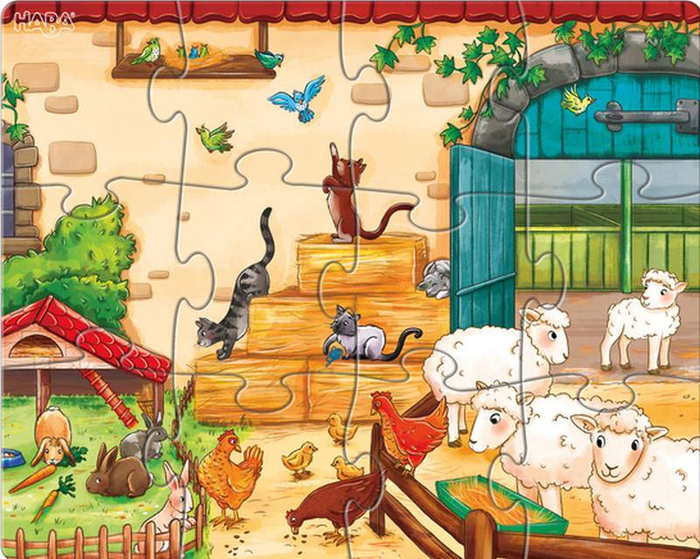 Puzzle dla dzieci Zwierzęta Gospodarskie 3w1 HB305237-Haba, puzzle tekturowe