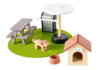 Drewniany domek dla lalek w loftowym stylu z tarasem 246343