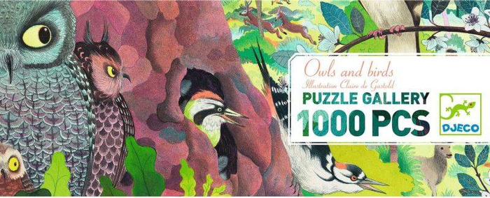 Puzzle tekturowe Sowy i Ptaki 1000 el Gallery DJ07644-Djeco, układanki i puzzle dla dzieci
