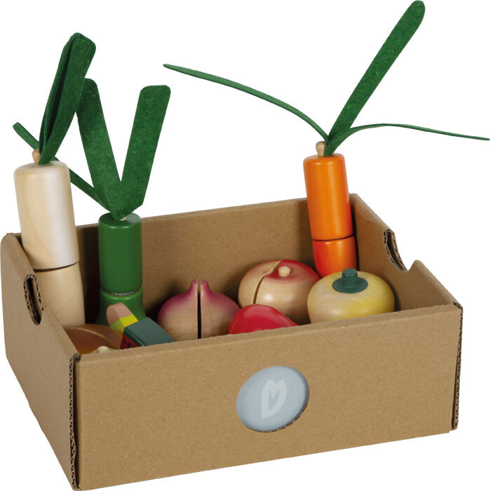 Zestaw drewnianych owoców i warzyw do krojenia z deską i nożykiem Small Foot 12563 zabawki drewniane