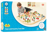Kolejka drewniana z dodatkami 101 el. Miasto i wieś BJT015-Bigjigs Rail