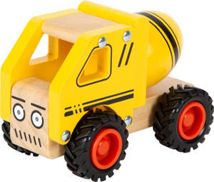 Drewniana żółta betoniarka 12286-Small Foot, drewniane pojazdy dla dzieci
