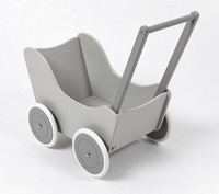 Drewniany wózek dla lalek szary-zabawki dla dziewczynek