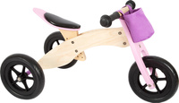 Drewniany rowerek biegowy trójkołowy regulowany z fioletowym koszyczkiem MAXI 11611 Small Foot