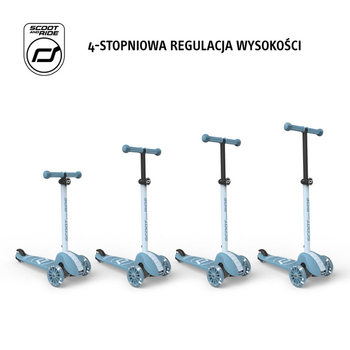 SCOOTANDRIDE Highwaykick 3S Hulajnoga z systemem sterowania 2w1 i kółkami LED składana 3+ Steel