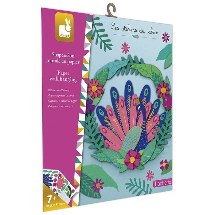 Zestaw kreatywny Papierowy wieniec na ścianę Paw 7+ J07942-Janod, zestaw artystyczny dla dzieci