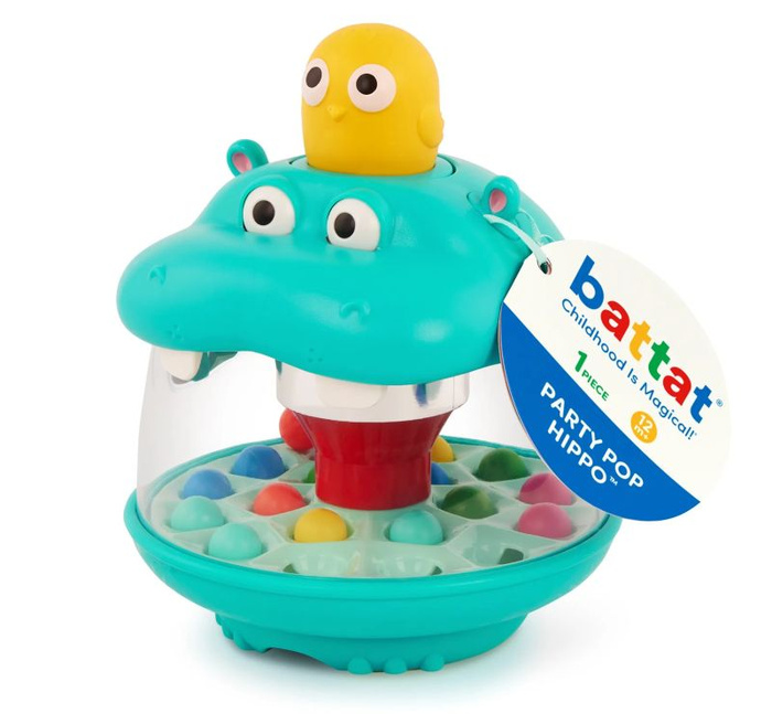 Zabawka sensoryczna Hipopotam z wirującymi kuleczkami Party Pop Hippo Battat