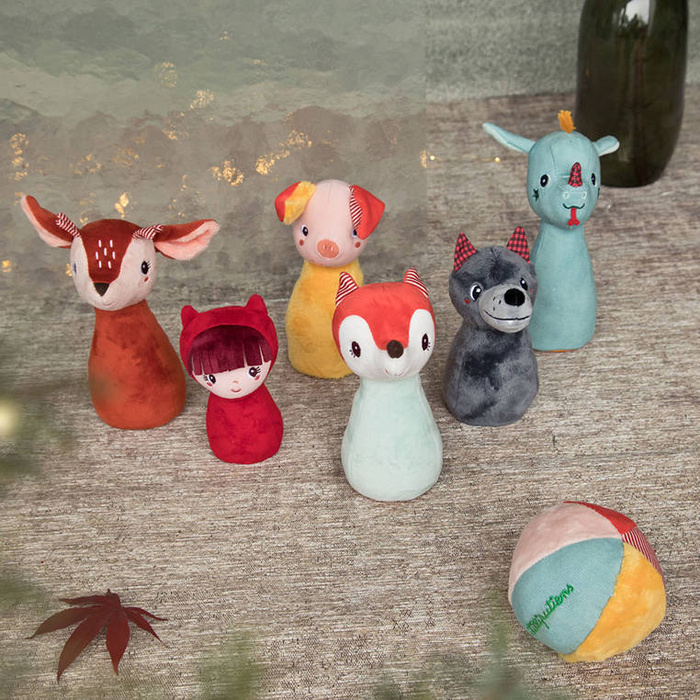 Zestaw miękkich kręgli z piłką - dzwoneczkiem Las 83465 LILLIPUTIENS