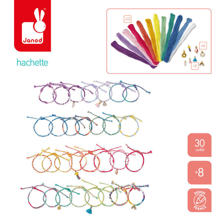 Zestaw kreatywny do tworzenia biżuterii Tęczowe bransoletki 30 szt. J09134 Janod