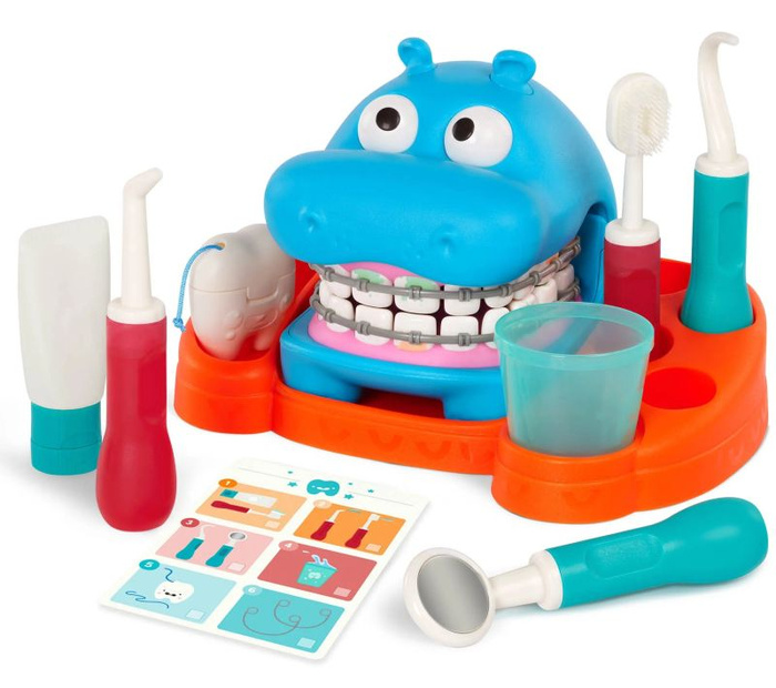 Edukacyjny zestaw do nauki mycia zębów i zabawy w dentystę 15 el Hipodonta Battat BT1803Z