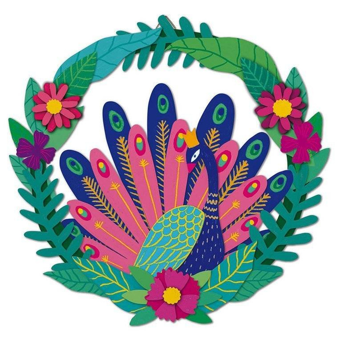 Zestaw kreatywny Papierowy wieniec na ścianę Paw 7+ J07942-Janod, zestaw artystyczny dla dzieci