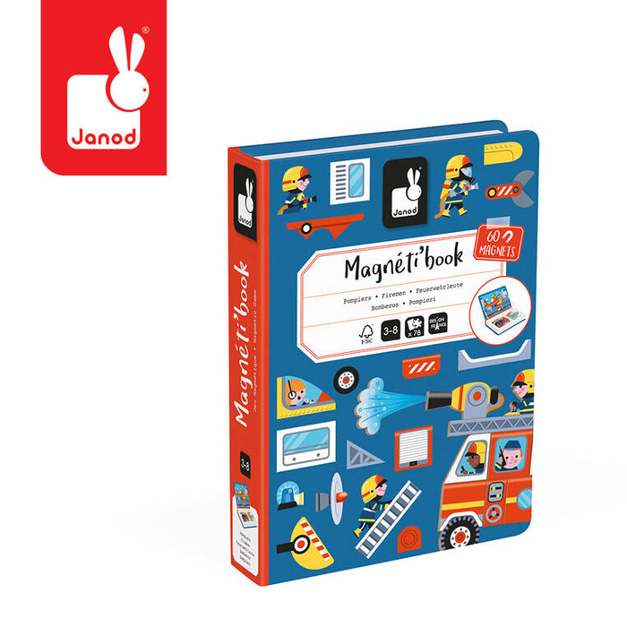 Układanka magnetyczna dla dzieci Strażacy Magnetibook J02583 Janod