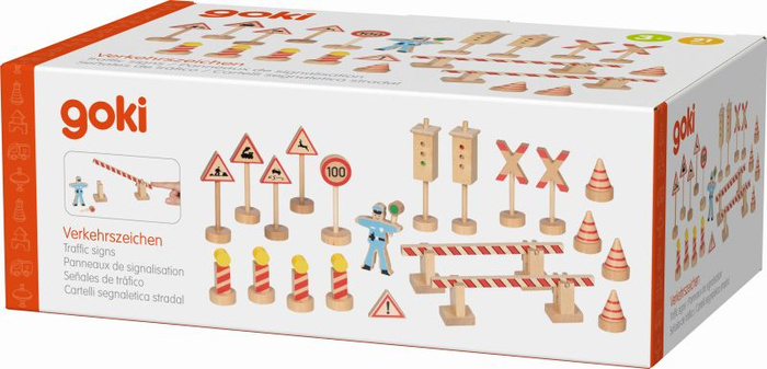 Zestaw znaków drogowych 21 el Policjant Ole Goki 53773 zabawki drewniane dla dzieci