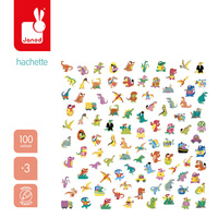 Naklejki wielorazowe neonowe 100 sztuk Dinozaury Janod J09189