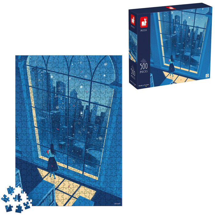 Puzzle artystyczne Nocny widok w błękicie 500 elementów 8+ J02510-Janod, puzzle tekturowe
