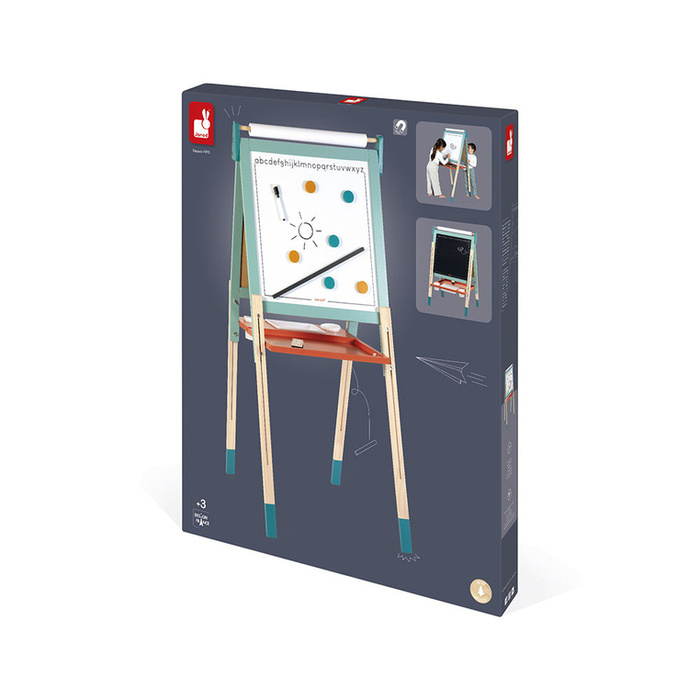 Duża tablica dla dzieci z regulowaną wysokością i 14 akcesoriami Janod J09625