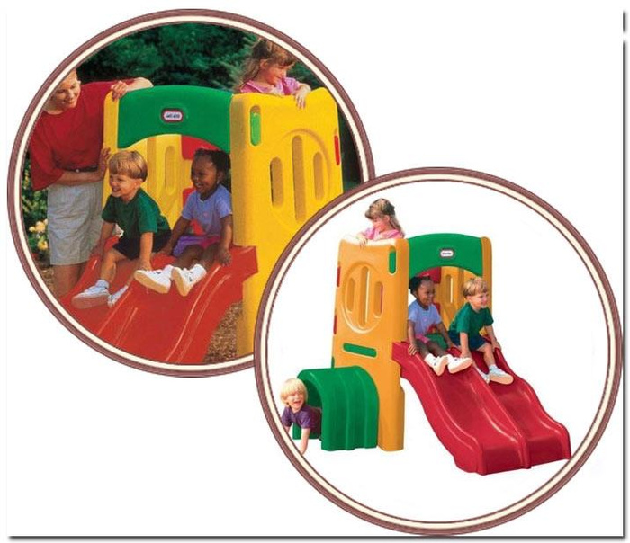 Wytrzymały Małpi Gaj Little Tikes 4261 z podwójną zjeżdżalnią i tunelem do aktywnej zabawy dla dzieci