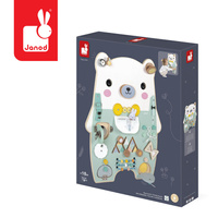 Duża drewniana tablica manipulacyjna 20 aktywności Miś Pure Janod J05162