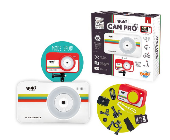 Aparat 2w1 Kamera na rower i kask Autofokus Zoom 16x kolorowy wyświetlacz CamPro Buki PV010