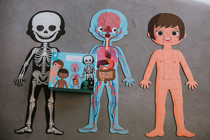 Puzzle edukacyjne gigantyczne Ciało człowieka 50, 75 i 100 elementów 5 +, Janod J02681