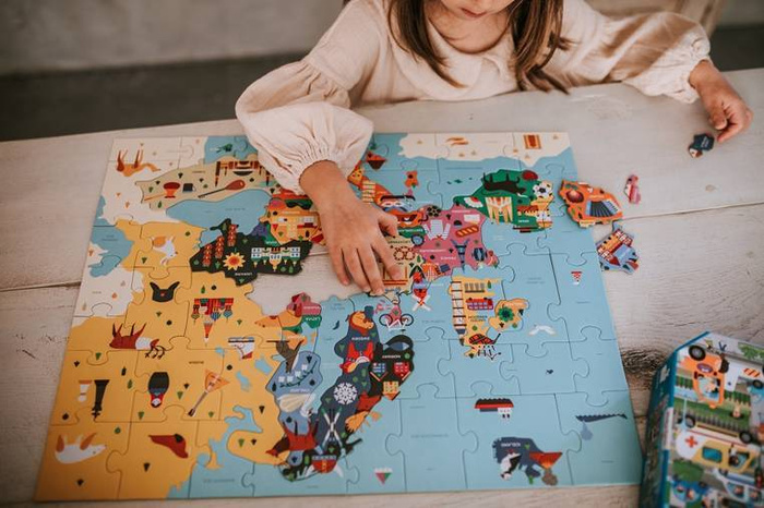 Tekturowe puzzle Mapa Europy z elementami w kształcie państw 70 el MP51943-Mudpuppy, puzzle dla dzieci