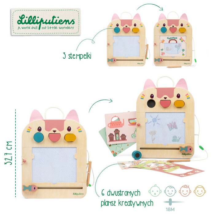 Znikopis Kotka Jeanne Lilliputiens 83650 drewniana sensoryczna Tablica do kreatywnej zabawy