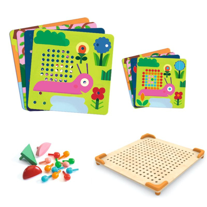 Kolorowa mozaika układanka drewniana zwierzątka Mini Animo Djeco DJ08137 układanki dla dzieci