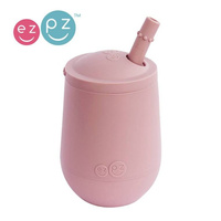 Silikonowy kubeczek ze słomką Mini Cup + Straw Training System pastelowy róż EUSTB005-EZPZ, kubki dla dzieci