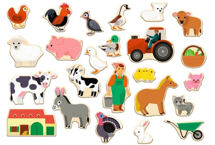 Układanka magnetyczna Farma 24 el. Djeco DJ03118 magnesy do tablic na lodówkę