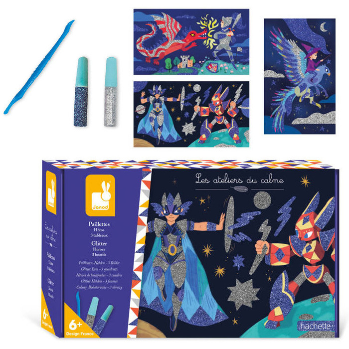 Zestaw kreatywny dla małych artystów Brokat Bohaterowie Janod J07920