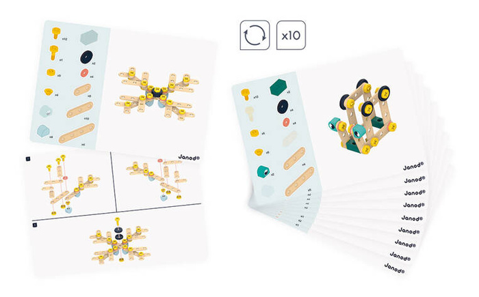 Zestaw konstruktora 100 elementów z drewna Brico'kids J06454 Janod