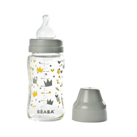 Butelka szklana szerokootworowa 240 ml Yellow / Grey Crown 911653-Beaba