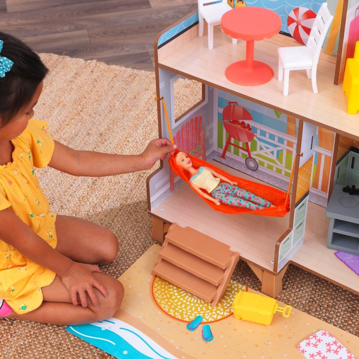Dwustronny domek dla lalek z diabelskim młynem Fun Beach House KidKraft KK20053