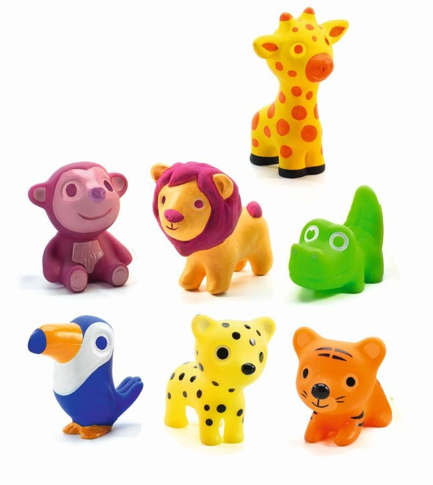 Miękkie figurki dla dzieci Dzikie zwierzaki DJ09117-Djeco, zabawki do kąpieli