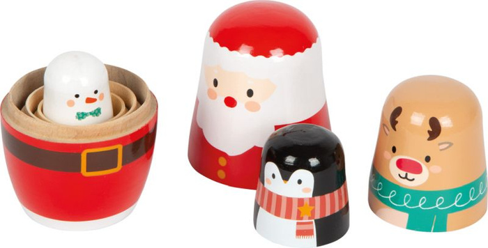 Matrioszka Święty Mikołaj i przyjaciele drewniany zestaw Small Foot 12682