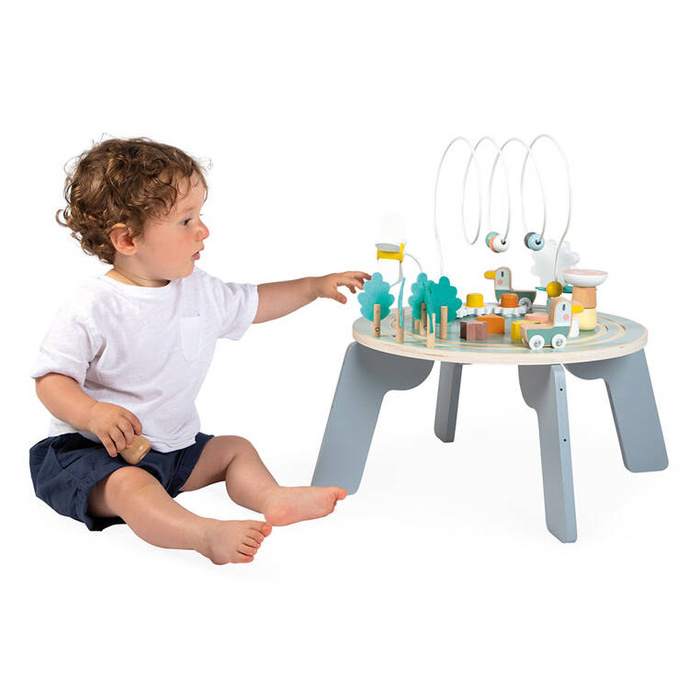 Wielofunkcyjny stolik edukacyjny drewniany z regulacją wysokości Ogród Sweet Cocoon Janod J04045