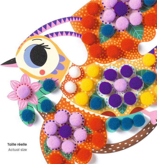 Zestaw kreatywny obrazki z pomponów Ptaszki Djeco DJ00070