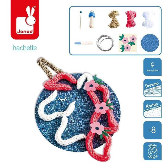 Zestaw kreatywny Dzierganie Jednorożec 8+, Janod J07911