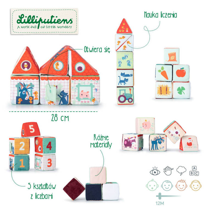 Zestaw 5 miękkich klocków wielofunkcyjnych Stodoła Farma 83455 Lilliputiens
