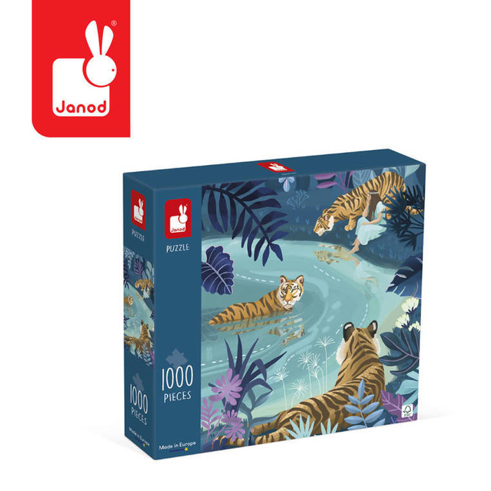 Puzzle artystyczne Spotkanie tygrysów 1000 elementów 9+ J02511-Janod, puzzle tekturowe