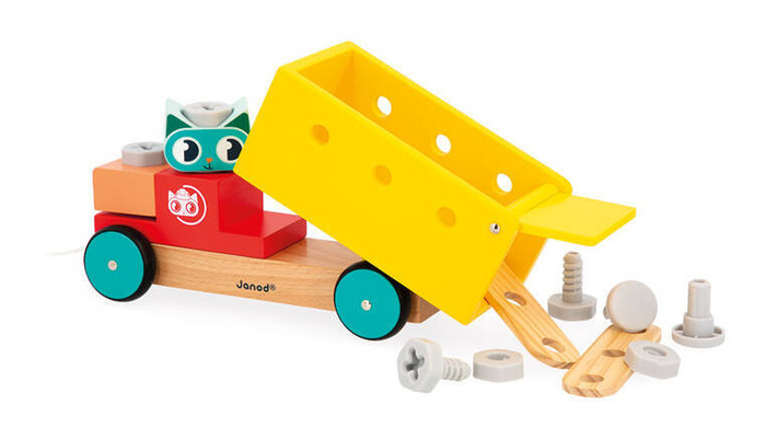 Drewniana ciężarówka z narzędziami do samodzielnego złożenia Brico Kids Janod J06451