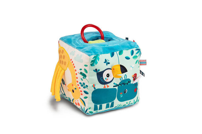 Kostka aktywizująca z pozytywką wielofunkcyjna miękka z gryzakiem Dżungla 83399 Lilliputiens