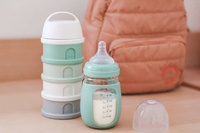 Pojemniki na mleko w proszku 4 komory cotton white sage green Beaba 911711