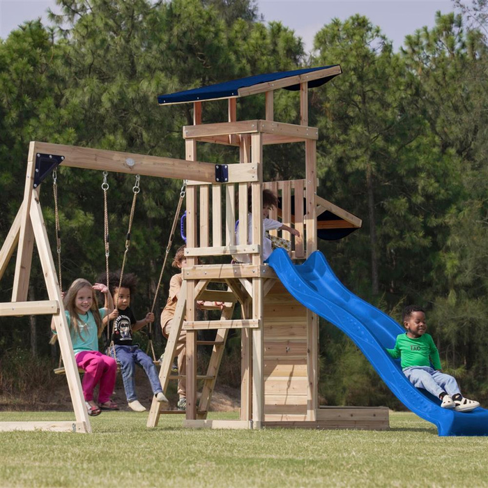 Wielofunkcyjny drewniany Plac Zabaw Malik AXI A030.502.00 Huśtawki Zjeżdżalnia Wieża Piaskownica do zabawy dla dzieci
