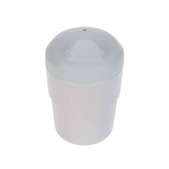 Szary kubek z dziubkiem i silikonową pokrywką Little Chums Kot 1310061108-Lassig, kubki dla dzieci