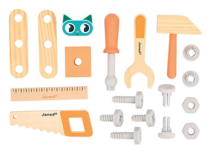 Drewniana ciężarówka z narzędziami do samodzielnego złożenia Brico Kids Janod J06451