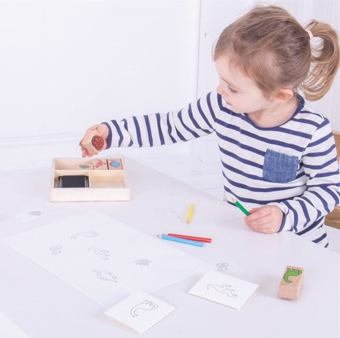 Zestaw do kolorowania i stempelki Dinozaury Bigjigs Toys