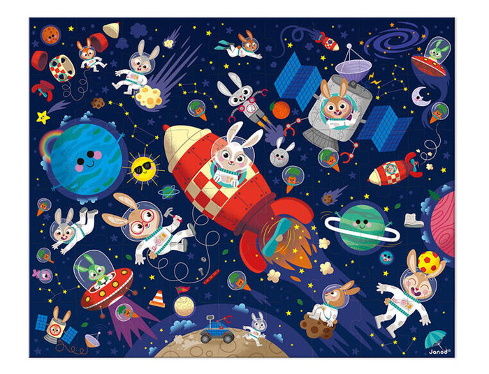 Puzzle w walizce Rakieta kosmiczna 54 elementy J02545 Janod